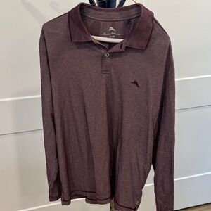 Tommy Bahama Maroon Long Sleeve Polo Shirt Mens XL